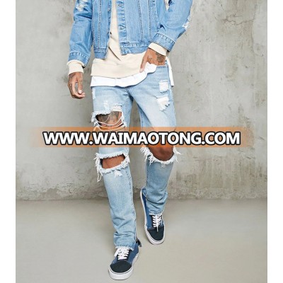 High Quality  Distressed  Mens  Denim jeans