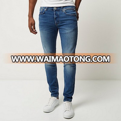 2018 New fashion mens mid blue wash Sid skinny stretch jeans