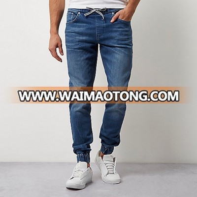 Jeans manufacturers china Mens Dark blue wash Royal jogger jeans