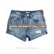 Fashion Wrinkle Denim Burrs Short Jeans Hole Women