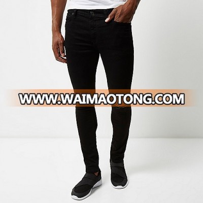 New Fashion Black ripped men's super skinny jeans