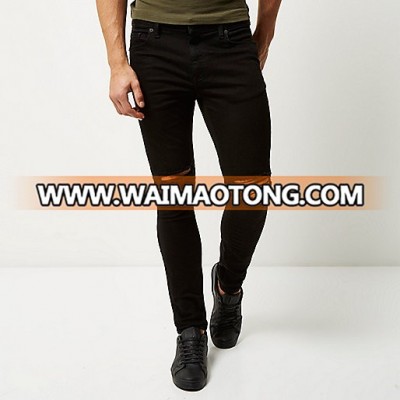 Custom Wholesale Men's jeans high quality  black ripped Sid skinny jeans