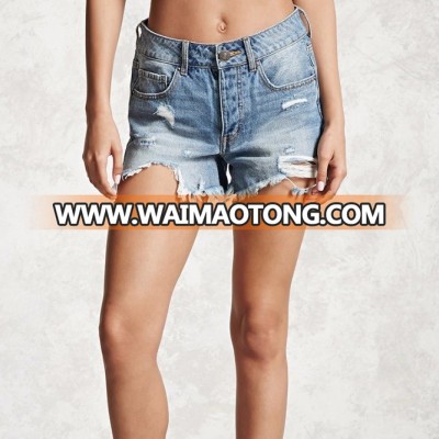 Newly Hers Frayed Denim Mid-rised Short Jeans