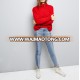 2018 Custom Blue Two Tone Fray Hem Skinny Jeans For Women